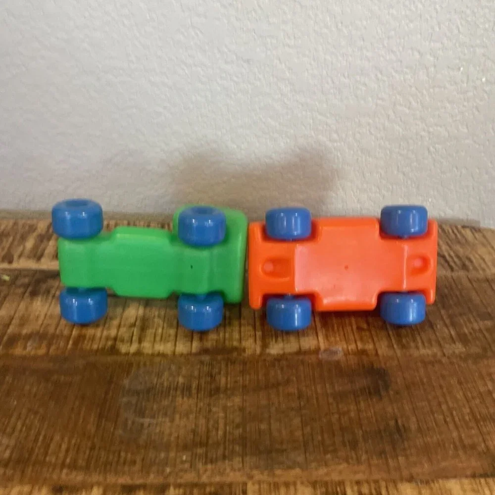 Toddler Car Vintage Chunky Plastic Toddler Toy Green Truck Orange Car Push